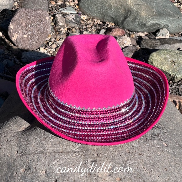 Beautiful Candy Did It! Cowgirl Bling Crystal Encrusted Pink Cowgirl Hat - Picture 6 of 9
